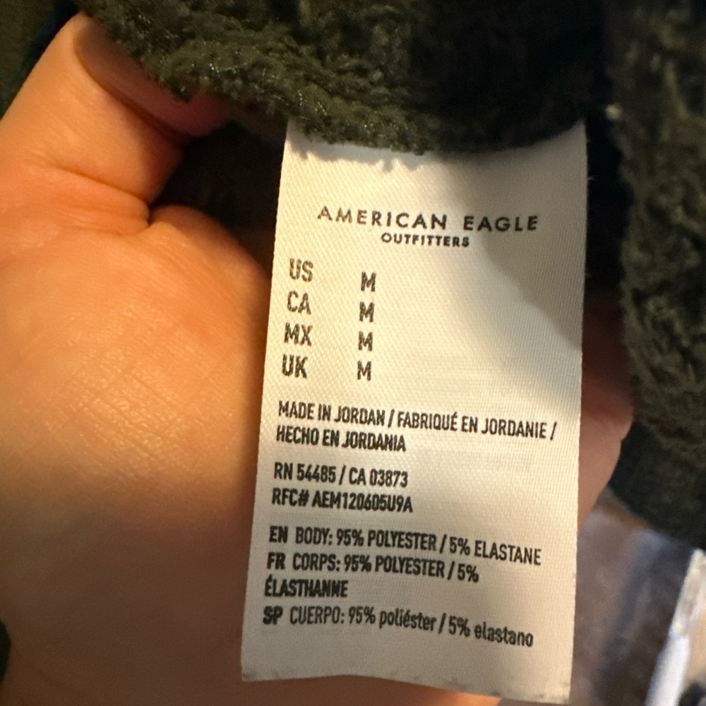 American Eagle Soft & Sexy Plush Green Hooded Open Front Cardigan Size Medium - Picture 5 of 8
